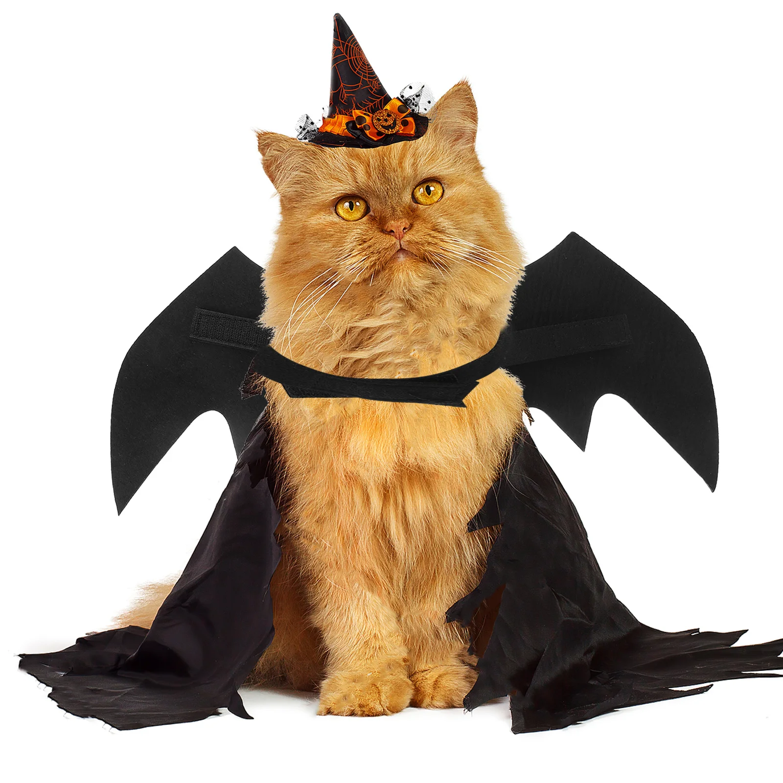 

Halloween Pet Bat Wing Costume Black Felt Cloth Lightweight Adjustable Tape Fastener Small Cat Dog Wings Pet Halloween
