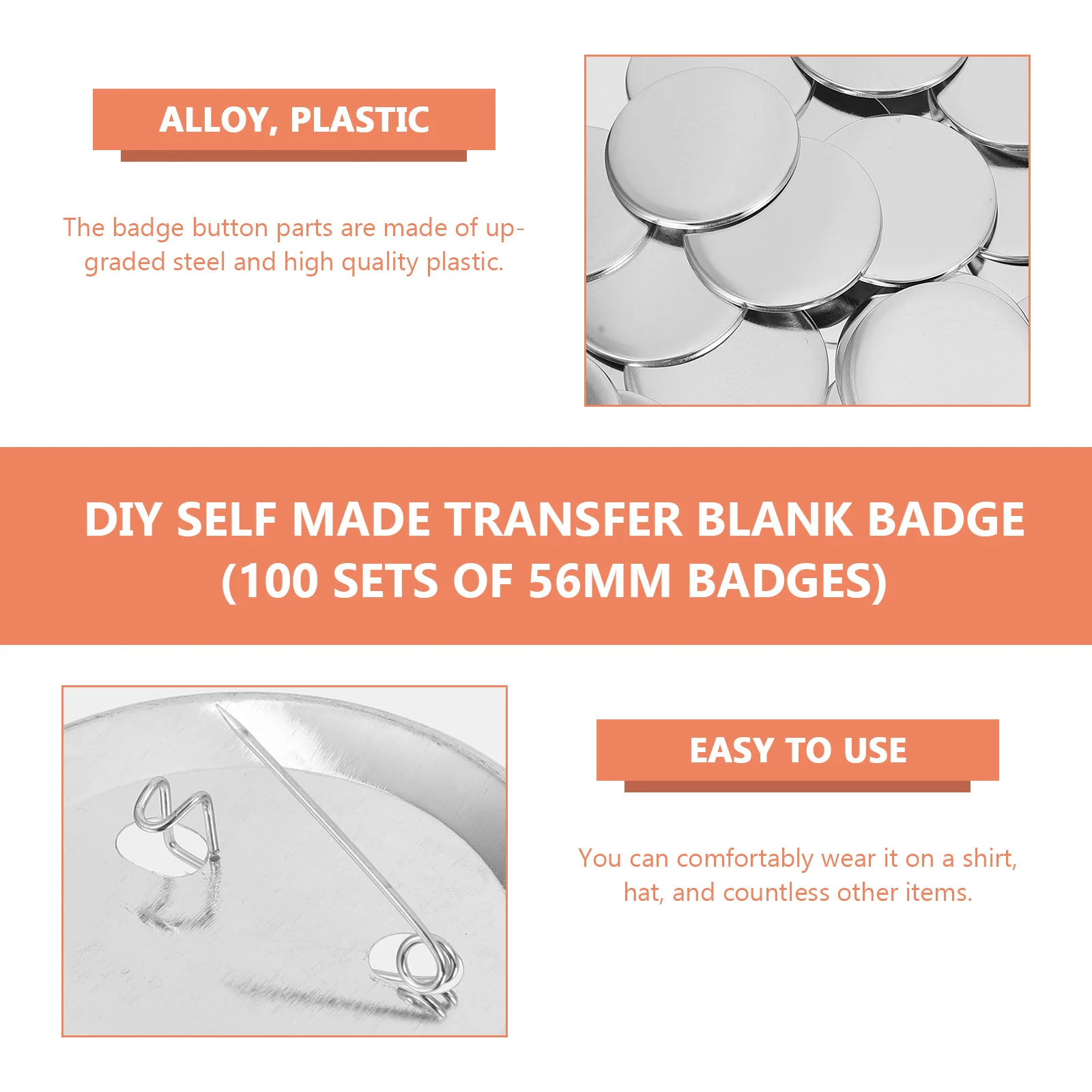 

100 set Blank Badge Button Diy Craft 58Mm High Transparency Pin Badges For Shirt Decor Graduation Souvenir Handmade