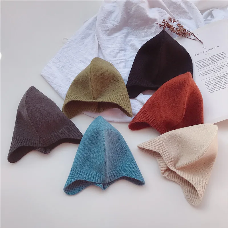 Korea 2024 Autumn Baby Knit Hat Solid Color Kids Beanie Cap Kids Ear Protection Hat Children\'s Woolen Hat For Girls Boys