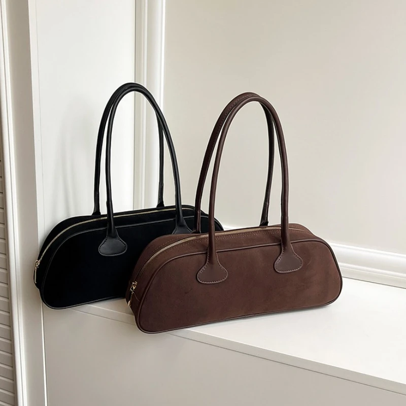 

2026 Rectangular Baguette Bag for Women Trend Zipper Underarm Shoulder Bag Vintage 90s Retro Elegant Hangbag Fashion Day Purse