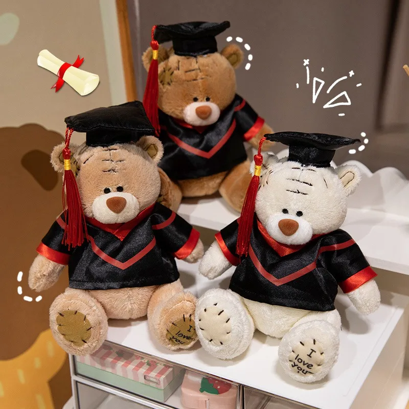 Funny Doctor's Clothing Bear Doll Graduation Patch Bear Plush Doll Stuffed Toy For Birthday Graduate Gifts For Student Kids