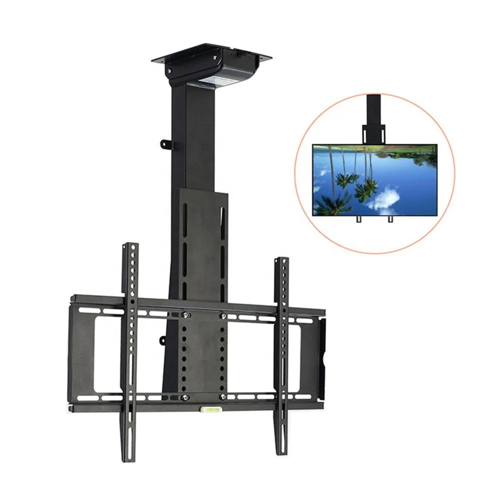 Elevador de TV de techo motorizado automático eléctrico ajustable en altura/soporte de TV de techo motorizado con Control remoto hacia arriba y hacia abajo