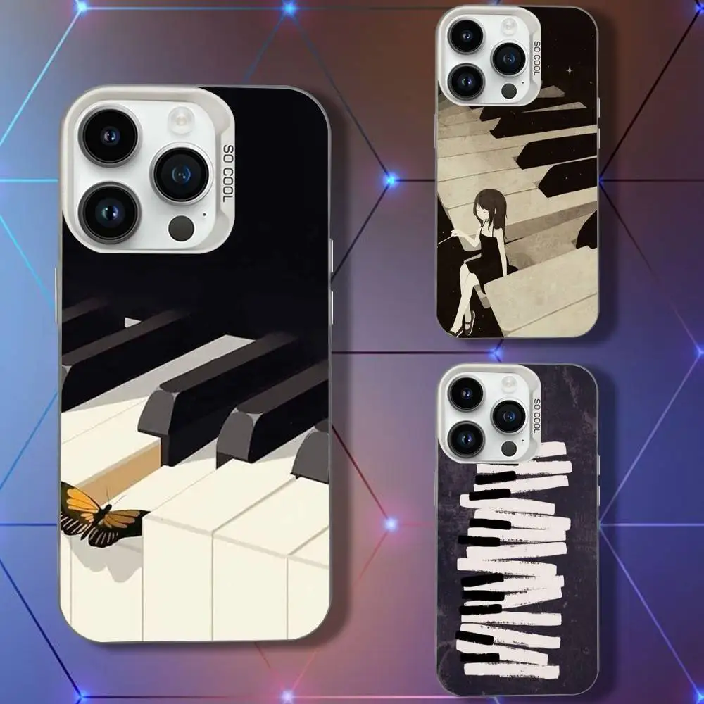 

Art Piano Phone Case For iPhone 16,15,14,13,12,11,Pro,XS,Max,Plus,Mini,SE White Candy Matte Shockproof Cover