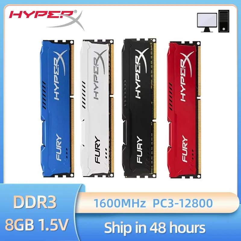 Hyperx furyデスクトップRAM,ddr3,8gb,1600mhz,240pin,1.5v,PC3-12800,dimm,非ecc