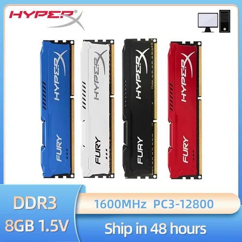 Imagen 1 del producto HyperX Fury Memoria Ram DDR3 8GB 1600MHz RAM de escritorio 240Pin 1.5V PC3-12800 DIMM No ECC