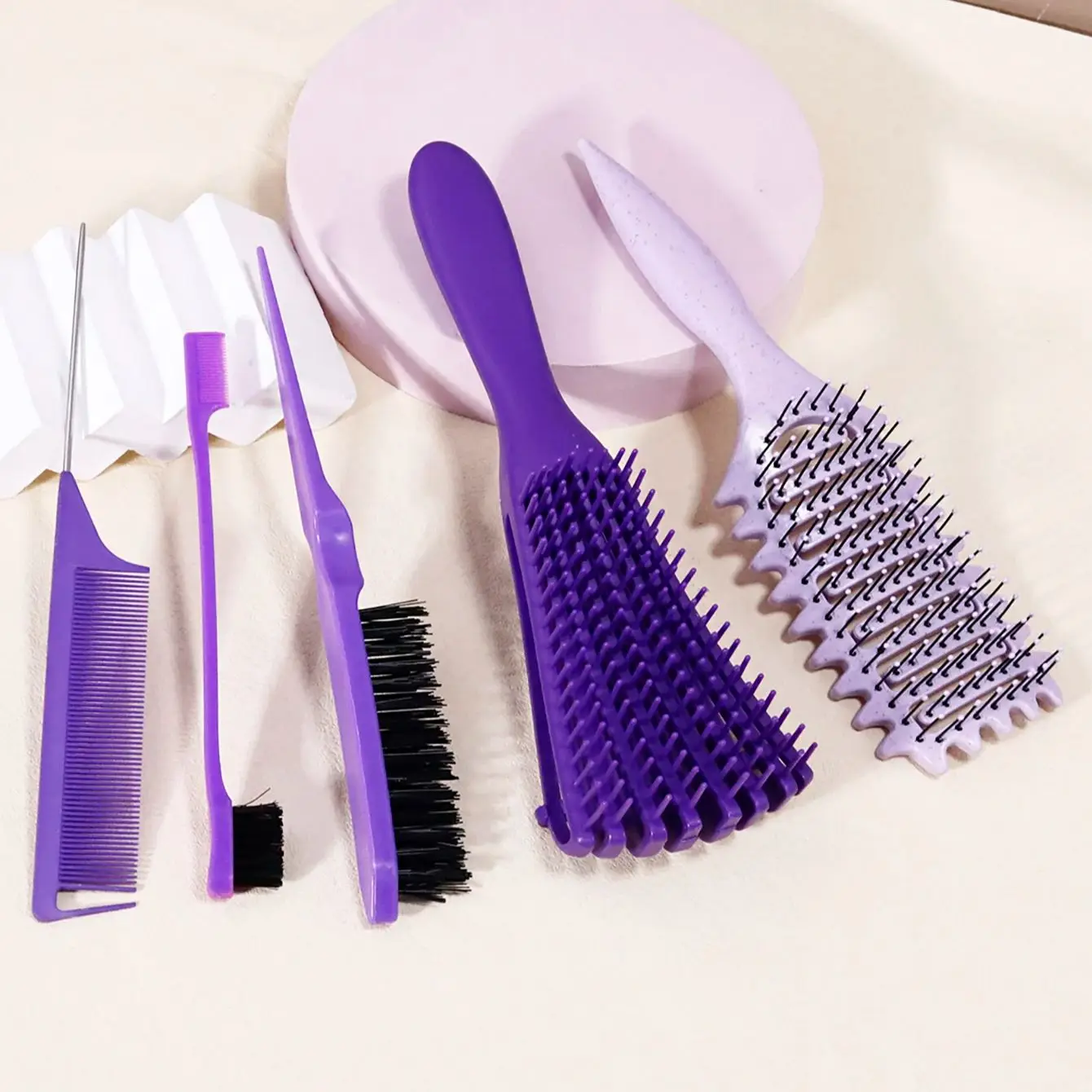 5pcs hair styling set, suitable for home hair salons, anti-static, anti tangling,special for real hair wigs view 5