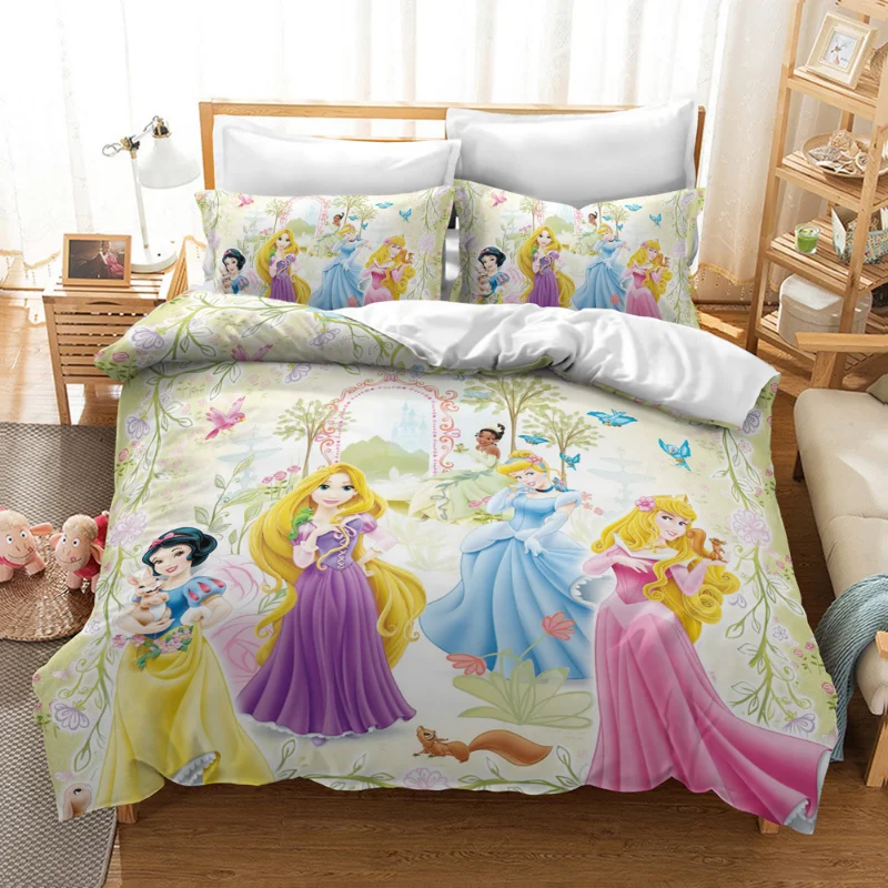 Imagem -05 - Disney Snow White Princess Bedding Conjunto For Kids Beauty And The Beast Quilt Capa de Edredão Decoração do Quarto Solteiro Rei