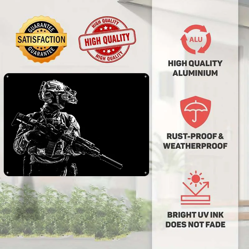 Army Elite Militant 3D Texture Printed Poster Custom Vintage Metal Tin Plate Sign for Wall Art Decoration Bedroom Accessories