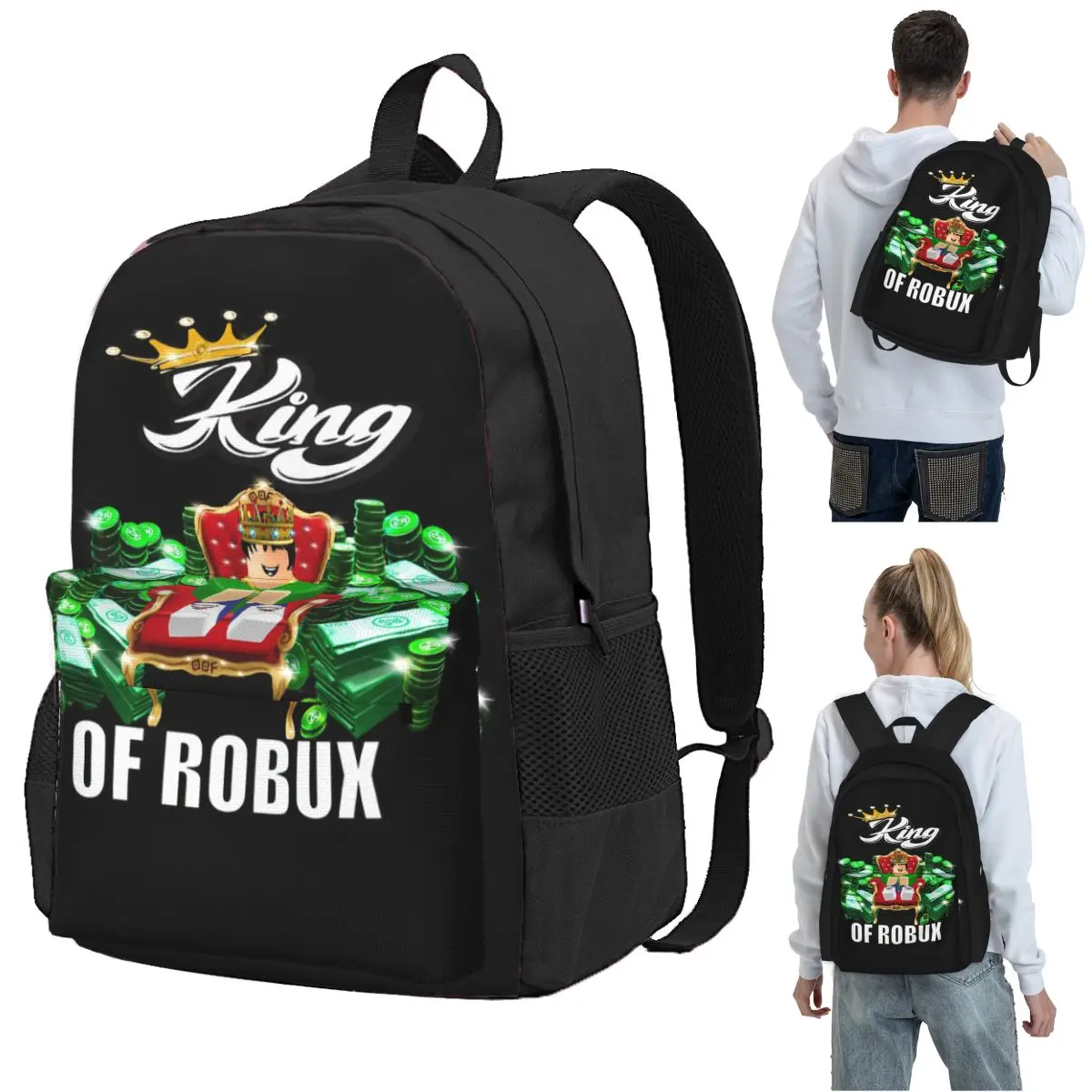 

Blox King Of ROBUX Boy VR Game Backpack Student BookBag Kids School Bag Laptop Shoulder Bags for Boys Girls