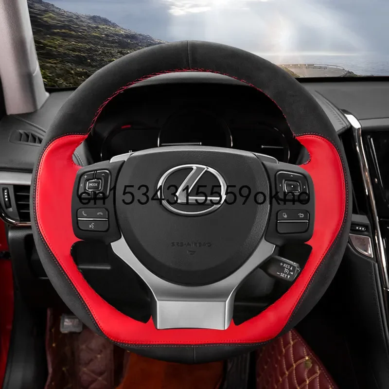 

DIY Steering Wheel Cover Custom For LEXUS NX200 RX270 ES300H 240 LS350 Stitch On Wrap Interior Accessories Black Red Leather