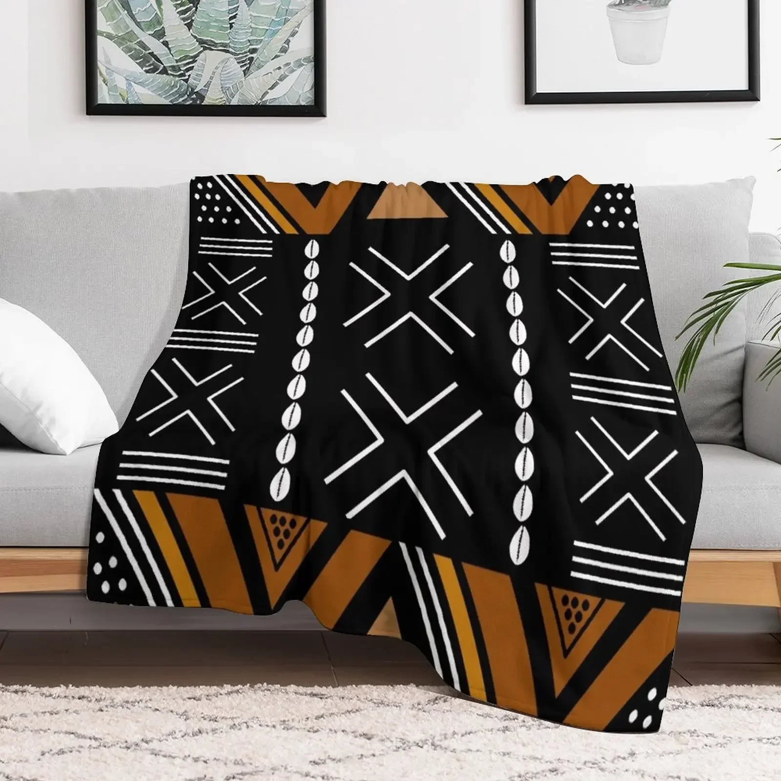 African Mud Cloth Bogolan Design Throw Blanket For Sofa Thin Soft Plaid Bed covers Retros Blankets