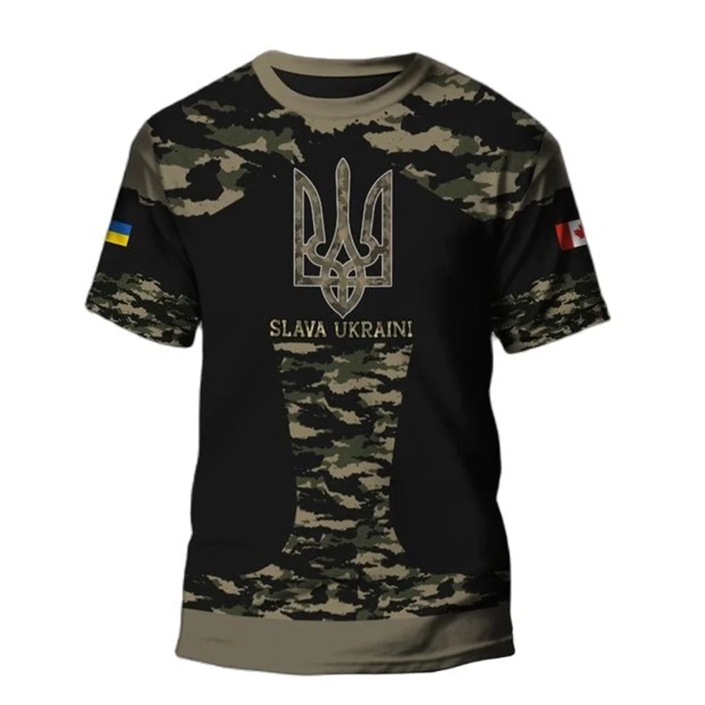 New Flag of Ukraine Printed Men\'s Camouflage T-shirt 3D Casual Street Fashion Clothing Harajuku O-Neck Large Top