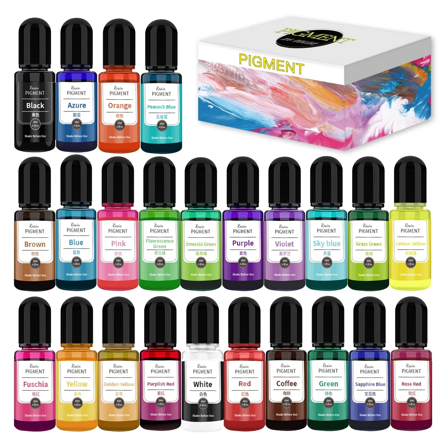 

Oil-Based High-Pigment Concentration Colorant, 24 Colors for DIY Crafts, Tinting Epoxy Resin, AB Glue and UV Resin
