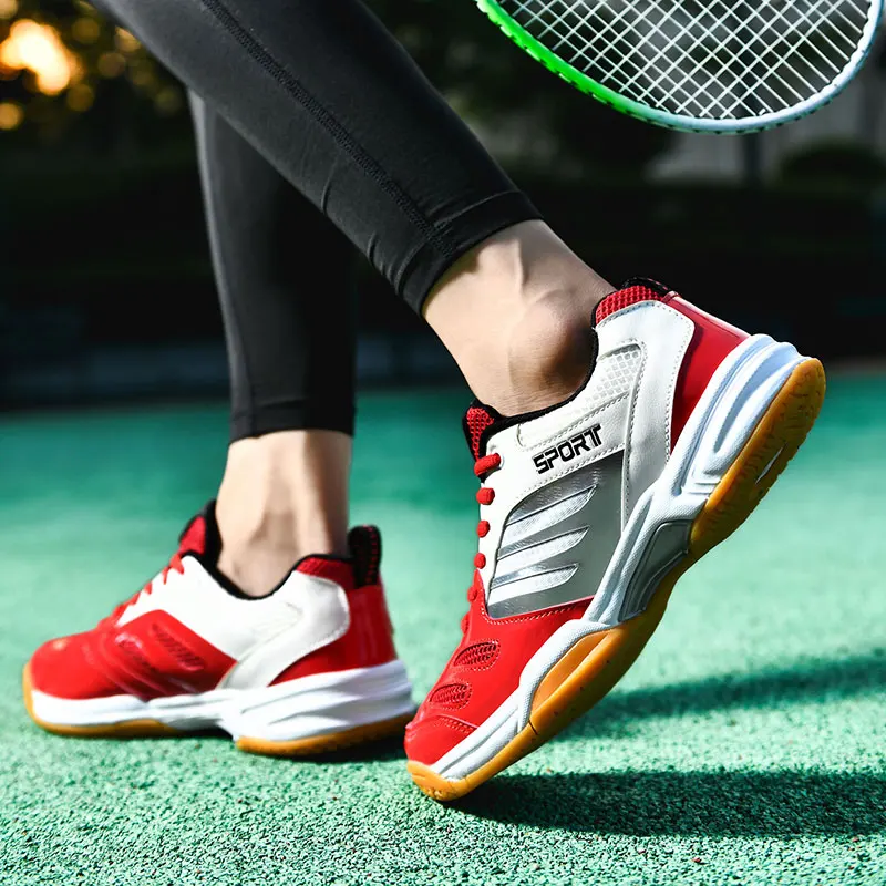 Red Men\'s Sports Tennis Badminton Shoes Plus Size 47 48 Breathable Mesh Tennis for Men Women Low-top Cheap Table Tennis Sneakers