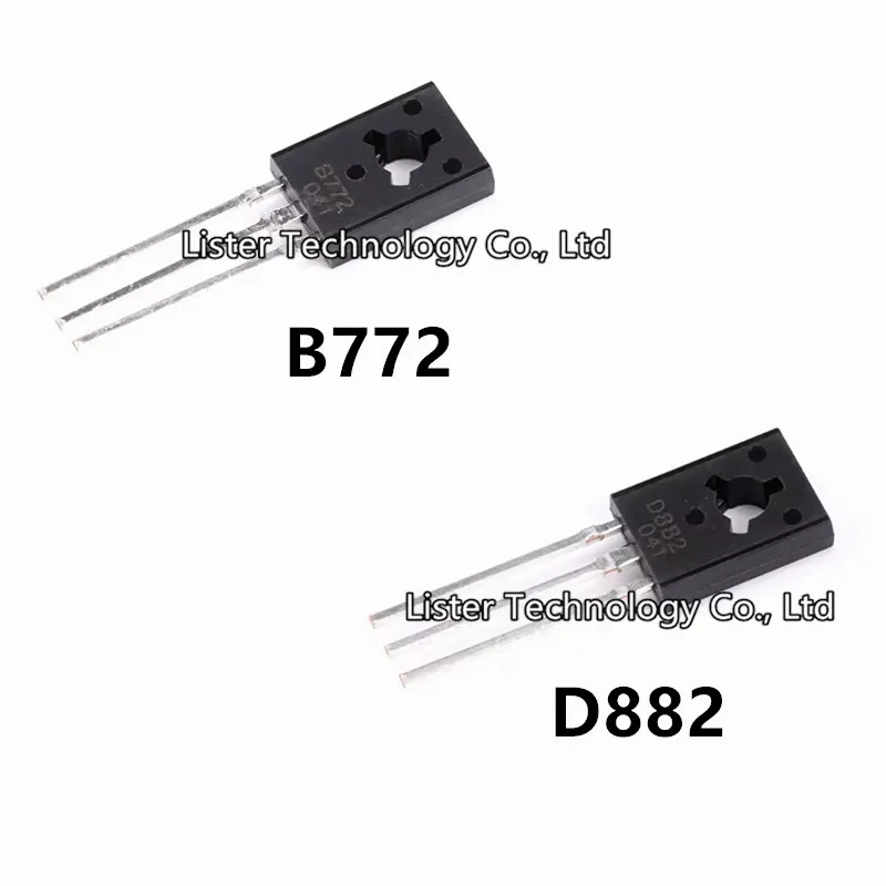 20PCS/lot New B772 D882 TO-126 772 882 2SB772 2SD882 B772Y D882Y TO126 PNP NPN 3A 30V Transistor Triode