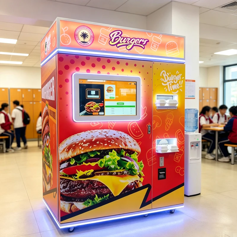 Commercial Hot Burger Vending Machine Unattended Fast Food Vendor For Office Building Lobby Customized