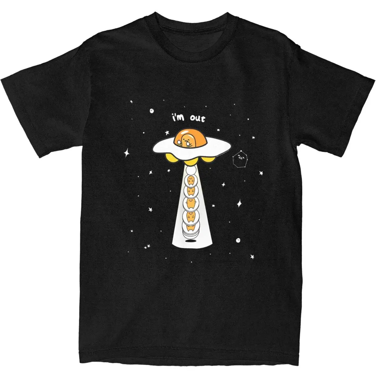 Men Gudetama Spaced Out T Shirts 100 Cotton Top Tees Summer Y2K Fun Short Sleeve T-Shirt O-Neck Fashion Design Tee Shirt