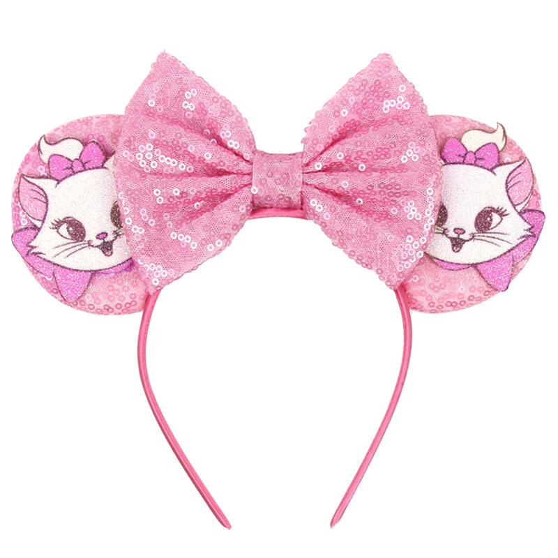 Elegant Minnie Mouse Ear Hairband Cute Cat Decoration Headband Sparkling Bow Party Birthday Performance Accessories Perfect Gift