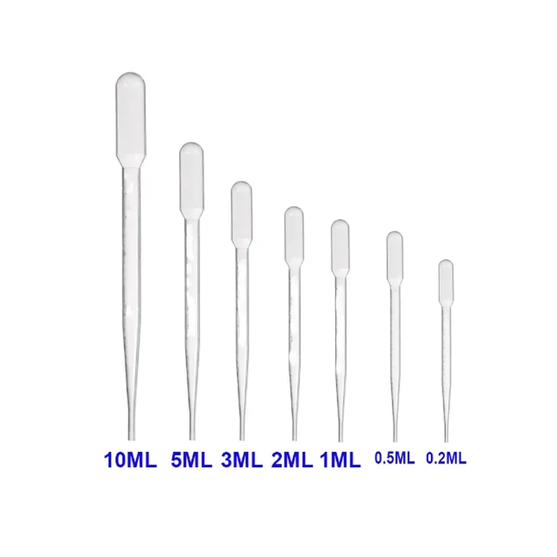 일회용 안전 플라스틱 이송 피펫, 투명 피펫, 체중계 피펫, 소형 실험실 밀 용품, 0.2ml-10ml, 50 개