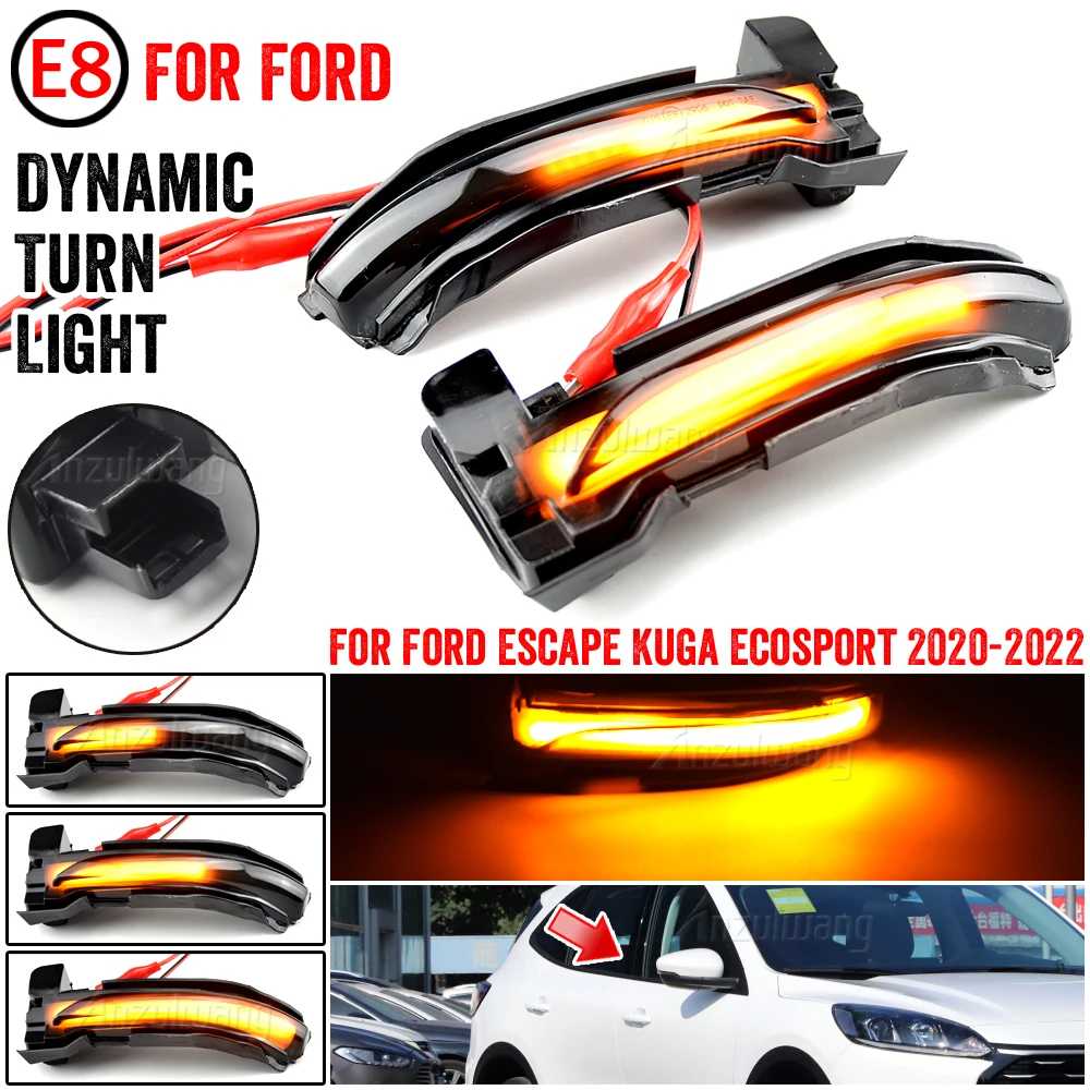 

2 Pcs For Ford Kuga Escape 2019 2020 2021 2022 Dynamic Blinker LED Turn Signal Light Side Mirror Indicator Sequential