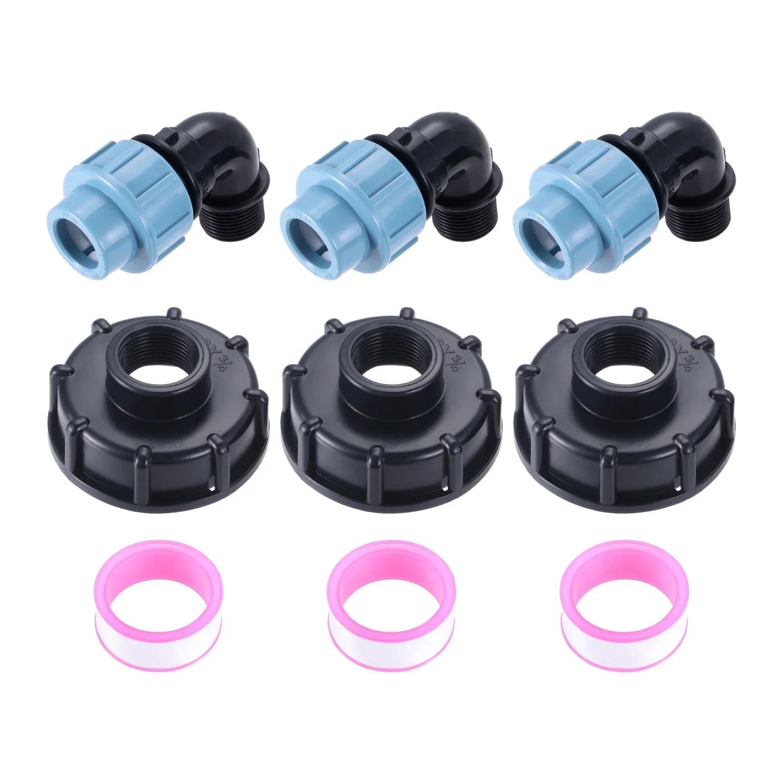 3Pcs Plastic 20/25/32mm Garden Pipe Elbow Outlet Connector Water Splitter IBC Pipe Elbow Outlet Connector Ton Bucket Accessory