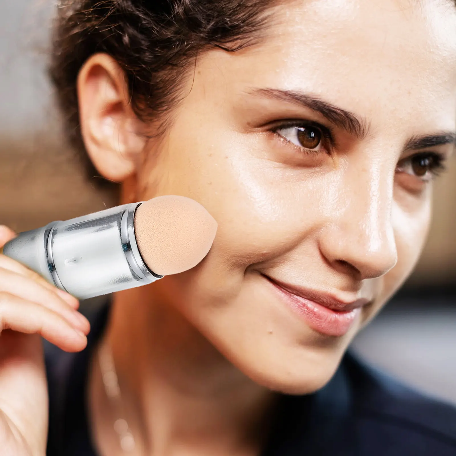 Dual-Use Volcanic Stone Face Oil Control Stick with Makeup Sponge for Absorption Facial Massage and Touch-Up Anytime