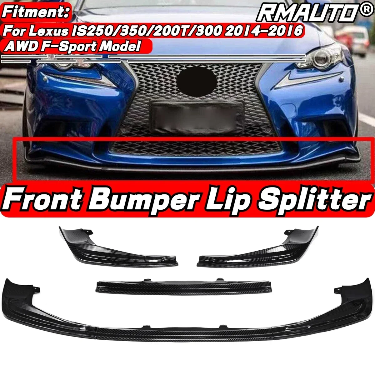 

1Set Carbon Fiber Car Front Bumper Lip Splitter Lip Diffuser Spoiler For Lexus IS250/350/200T/300 AWD F-Sport 2014-2016 Body Kit