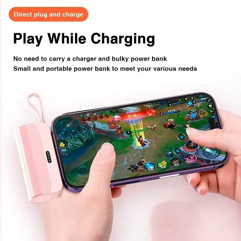 Power Bank daya 2 IN 1 10000mAh, pengisi daya ponsel eksternal Mini Power Bank Plug Play tipe-c untuk iPhone Samsung Xiaomi