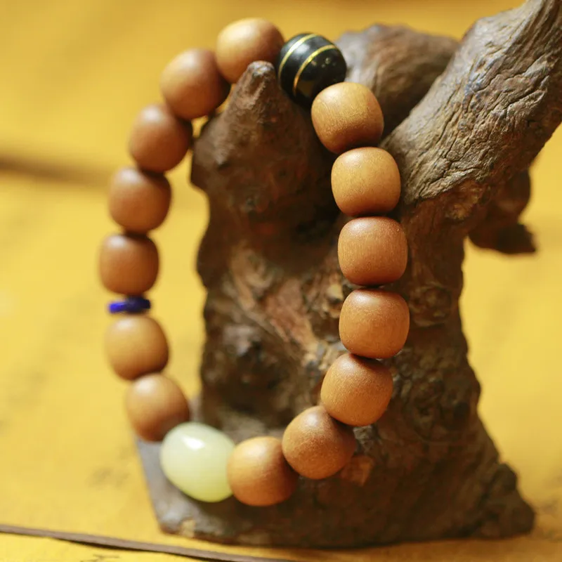 Natural Submerged Sandalwood Bracelets Khotan Jade Coconut Stalk Bead Handmade Hand String for Men Women Yoga Jewelry Gift