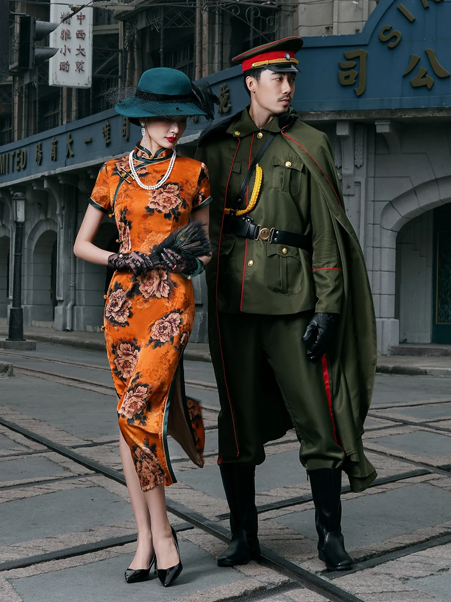 Chinese Style Plus Size Yellow Silk Traditional Qipao Evening Dress Hanfu Cosplay Costumes Performance Cheongsams Dresses