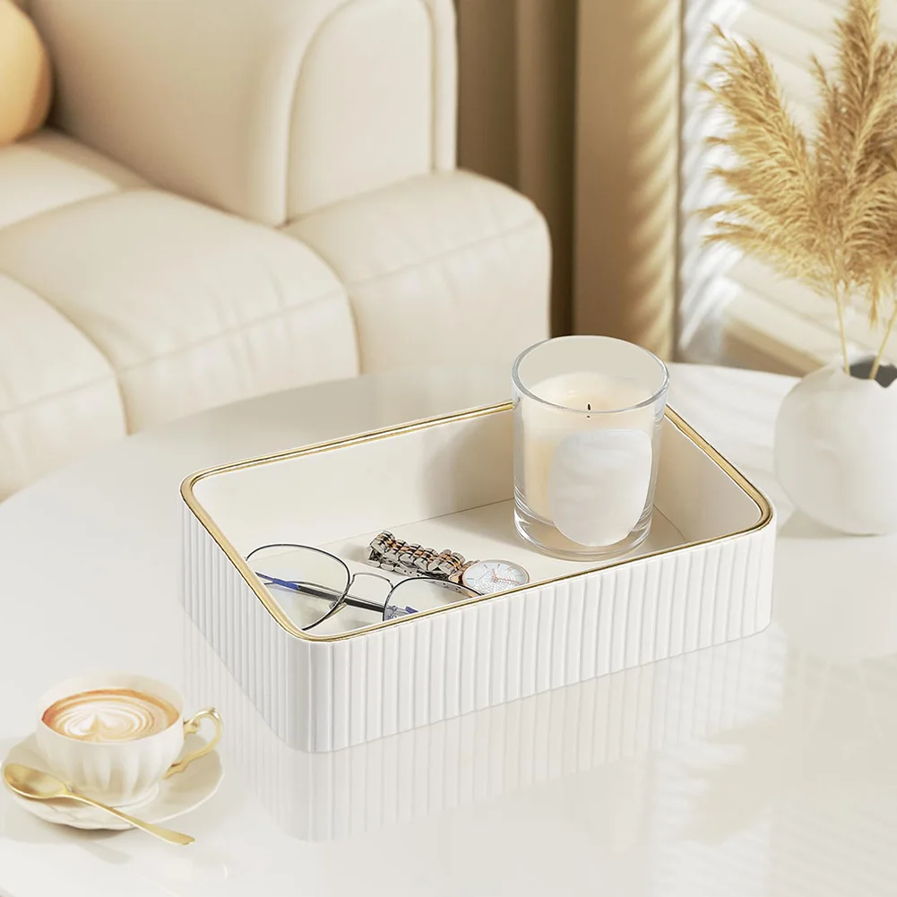 

Многофункциональный настольный органайзер-лоток из искусственной кожи (белый)