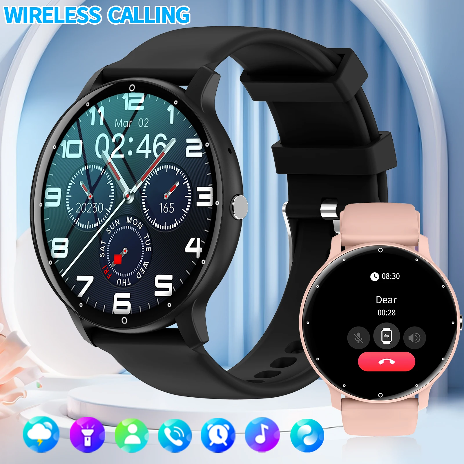 Multifunctional smart sports watch, can answer calls, has message reminders, custom dial wallpaper and other functions