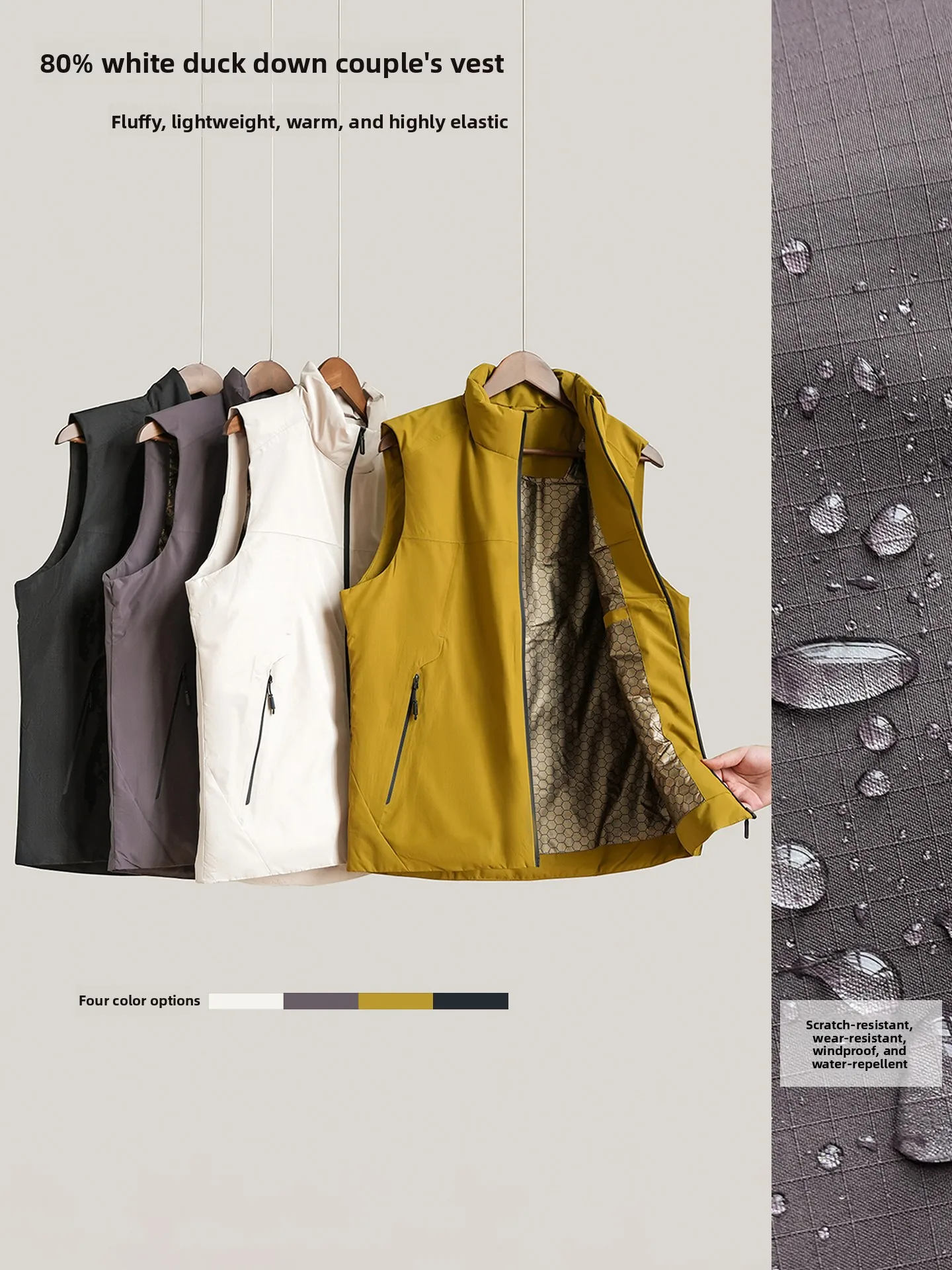 

Пуховый жилет для пар, мужской, ветрозащитный, водоотталкивающий, без подкладки, с воротником-стойкой, легкий, из полиэфирного волокна