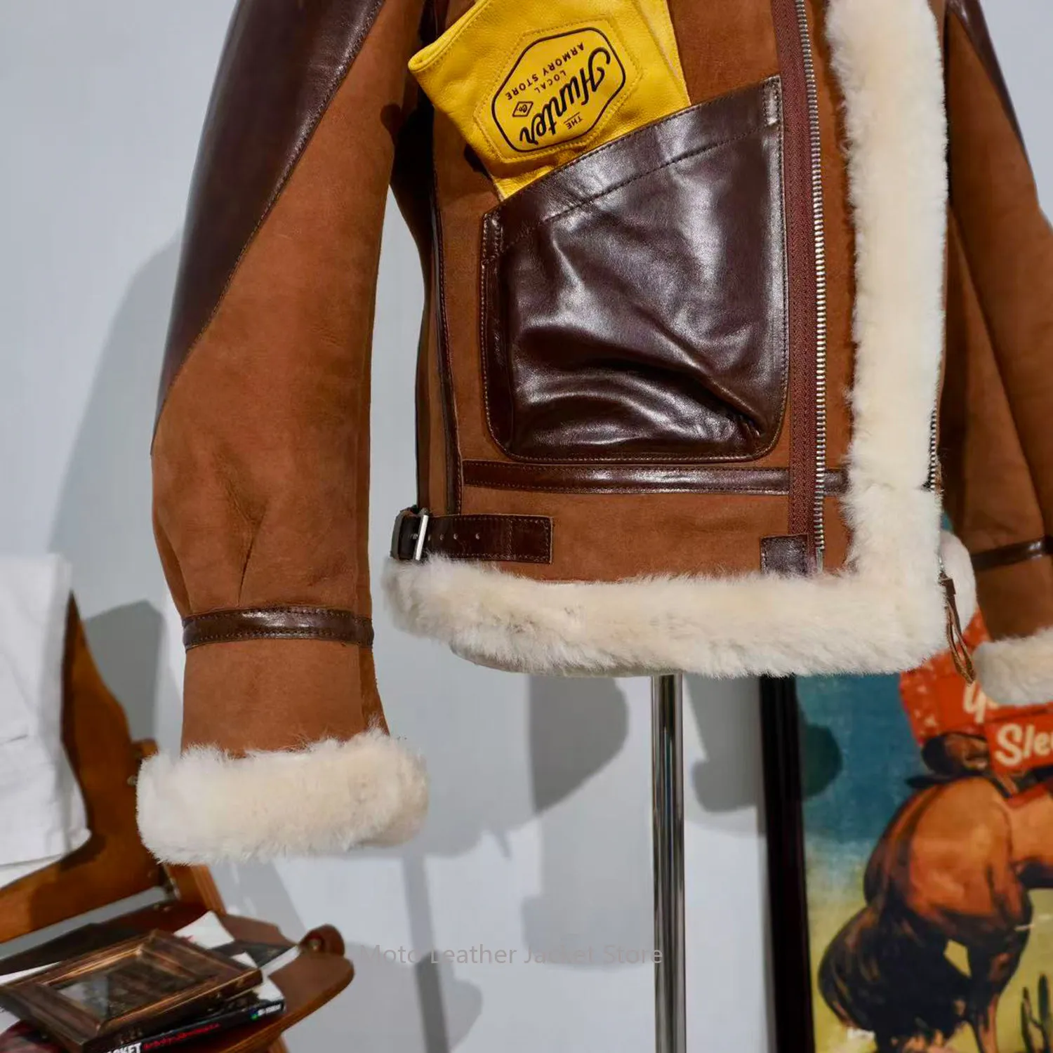 2026 New Launch Classic General Barton B3 Shearling Jacket Horse Leather Sleeve Sheepskin Fur Winter Heavy Coat