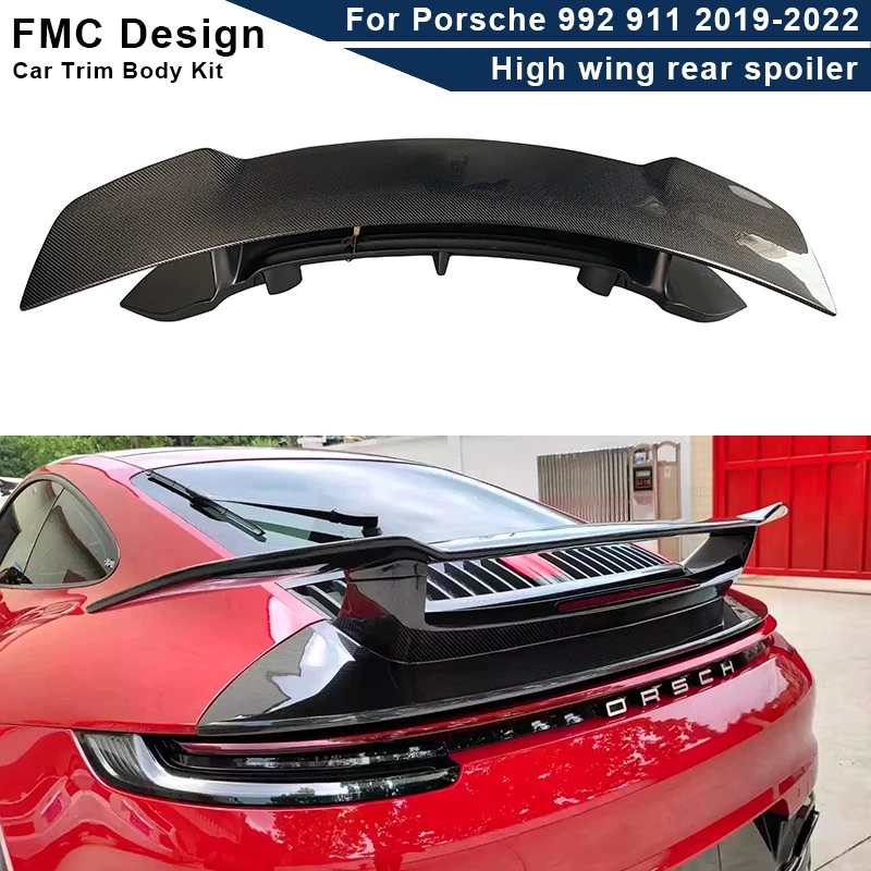 AC Style Carbon Fiber Car Rear Trunk Spoiler Rear Wing Tail Wing Parts For Porsche Carrera 992 911 2019-2022 Upgrade Body kit