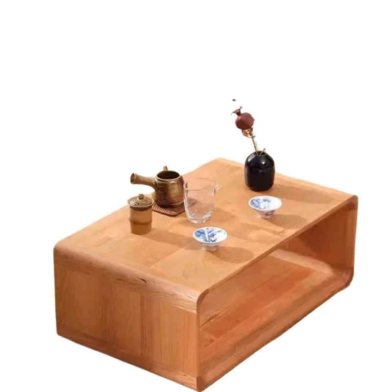 Zen Solid Wood Bay Window Stand, Japanese Tatami Table, Compact Balcony Desk, Handcrafted Wooden Furniture for Relaxing