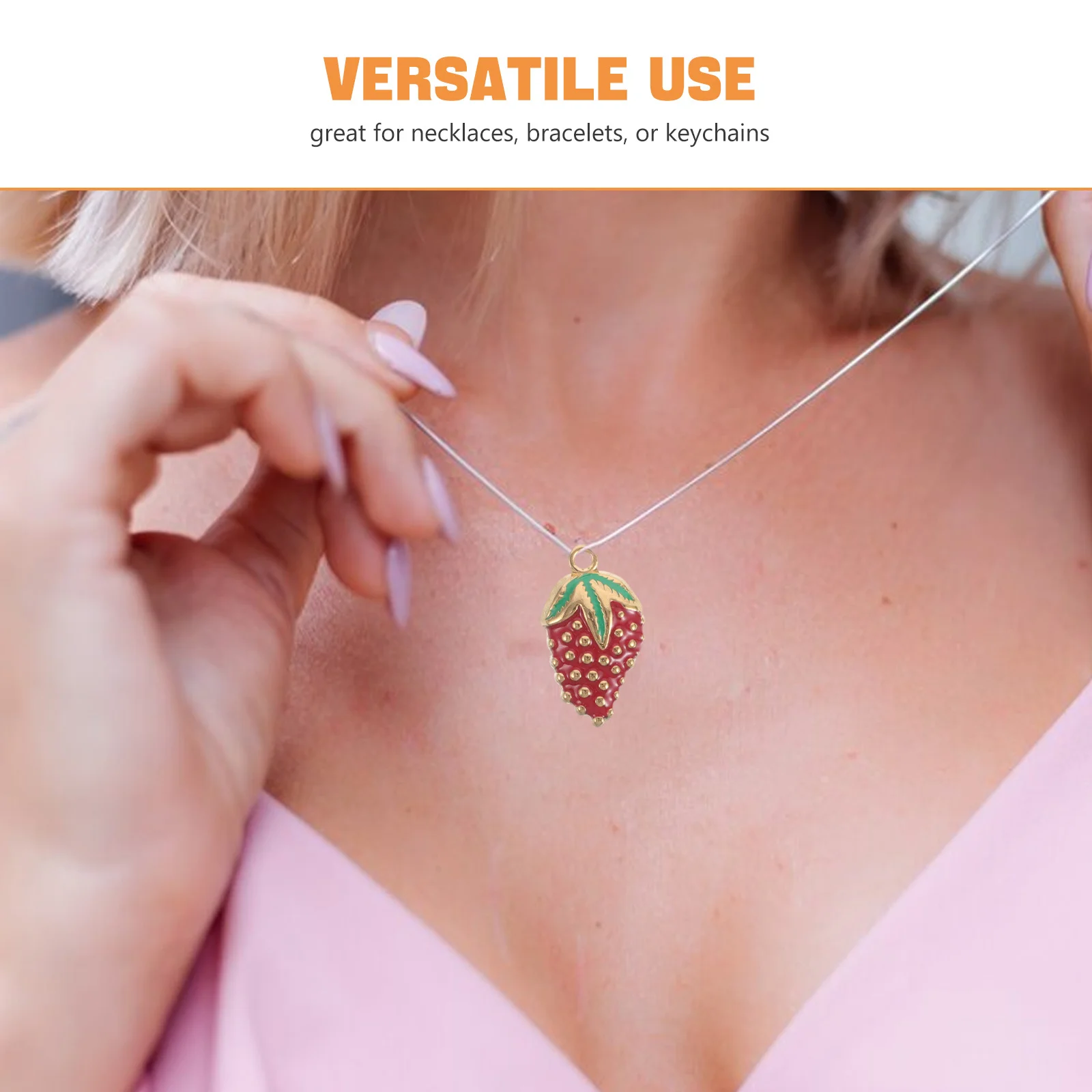 4Pcs Enamel Strawberry Pendants Stainless Steel Fruit Charms Flatback Mini DIY Jewelry Making Necklace Bracelet Gifts