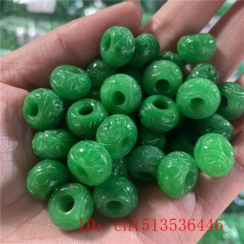 5pc Natural A Green Jade Carved Beads DIY Bracelet Bangle Charm Jadeite Jewellery Fashion Accessories Amulet Gifts for Women Men