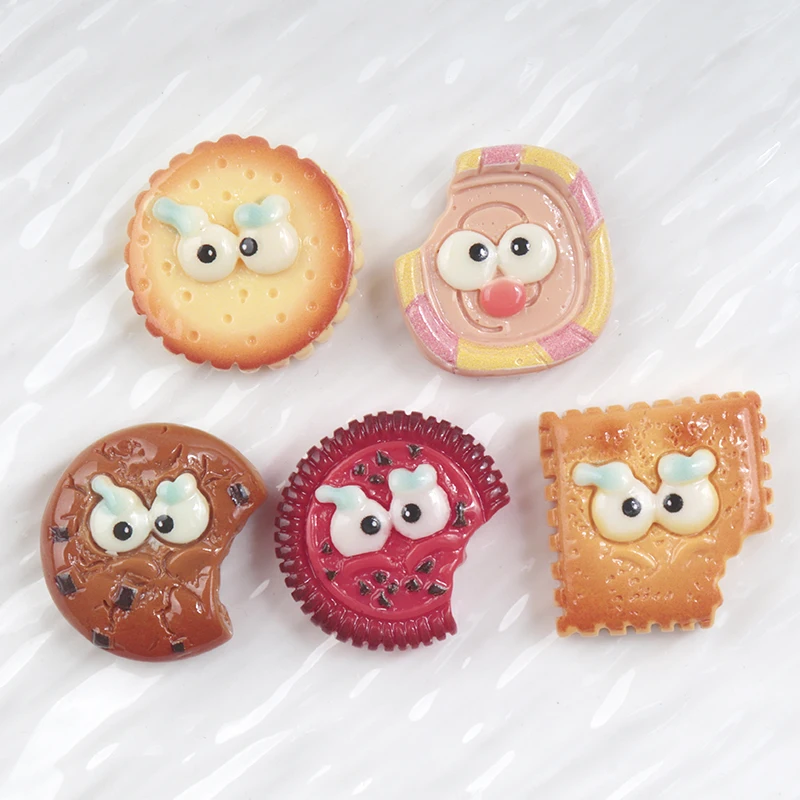10/100pcs Kawaii big Eyes Cookie Cream Flatback scrapbooking DIY Resin Food Hairpin Hairband Handmade