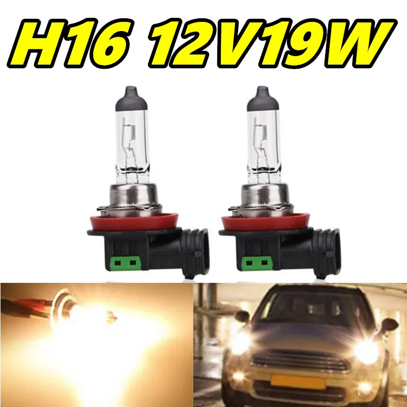 2Pcs H16 Clear Quartz Halogen Bulb 12V19W PGJ19-3 Car Fog Lamp 3200K Auto Headlight