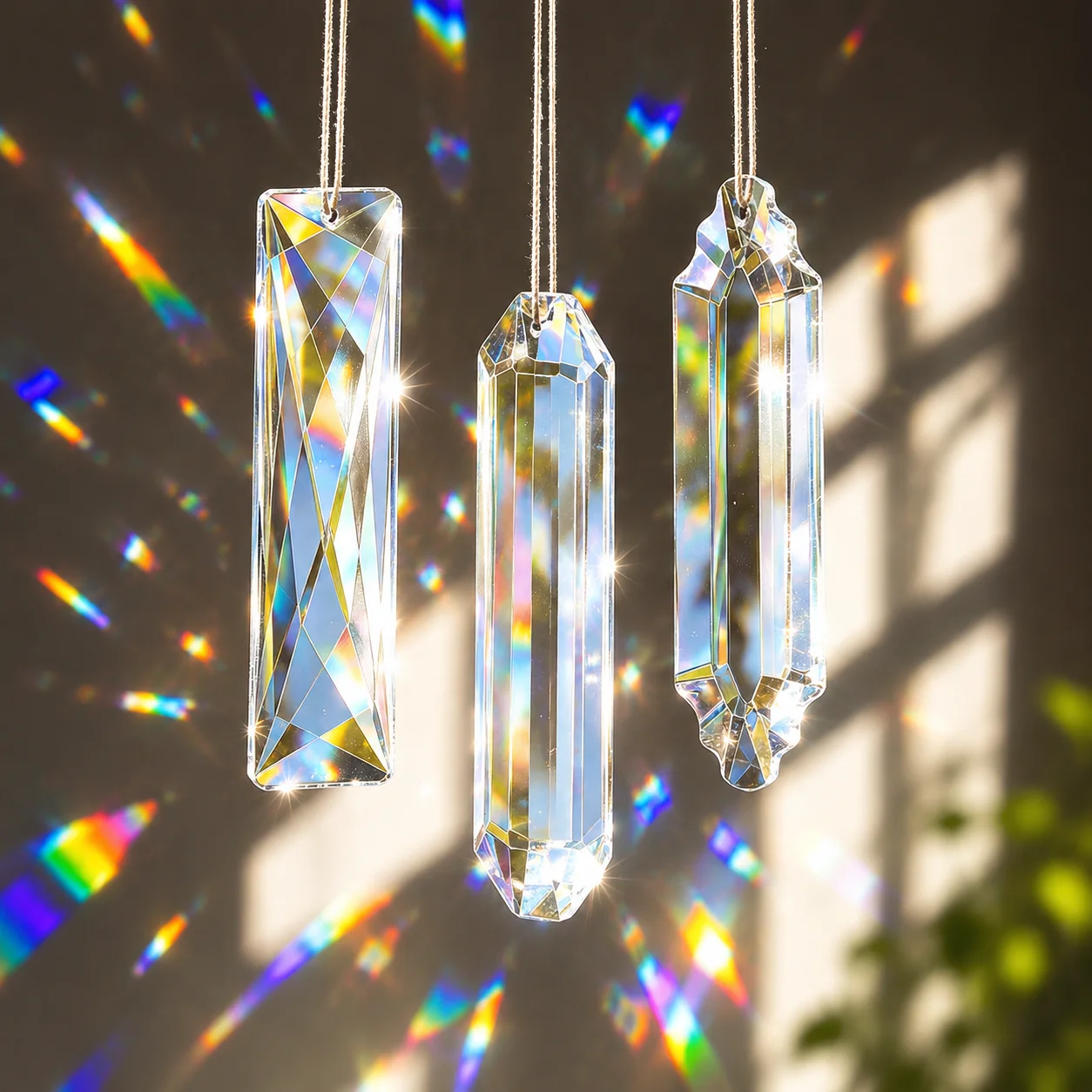 120mm Clear K9 Strip Crystal Prisms Suncatcher Enchanting Rainbow Display Reflections Hanging Window Garden Decor Sun Lover Gift