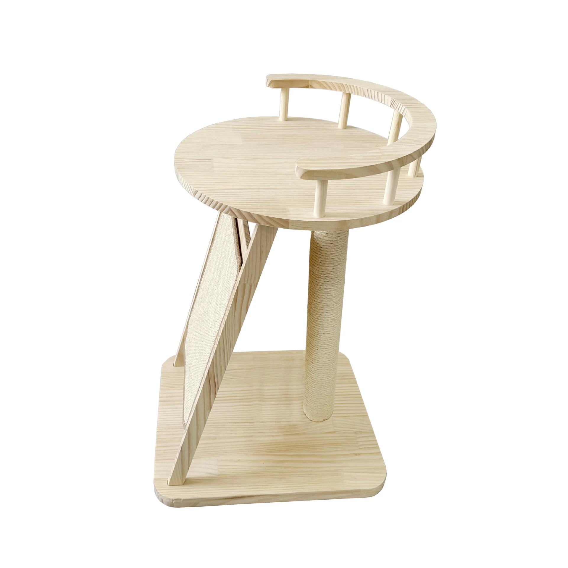 

Solid Wood Cat Tree Tower with Cat Scratching Post Climbing Tree with Natural Sisal Carpet Scratching Board