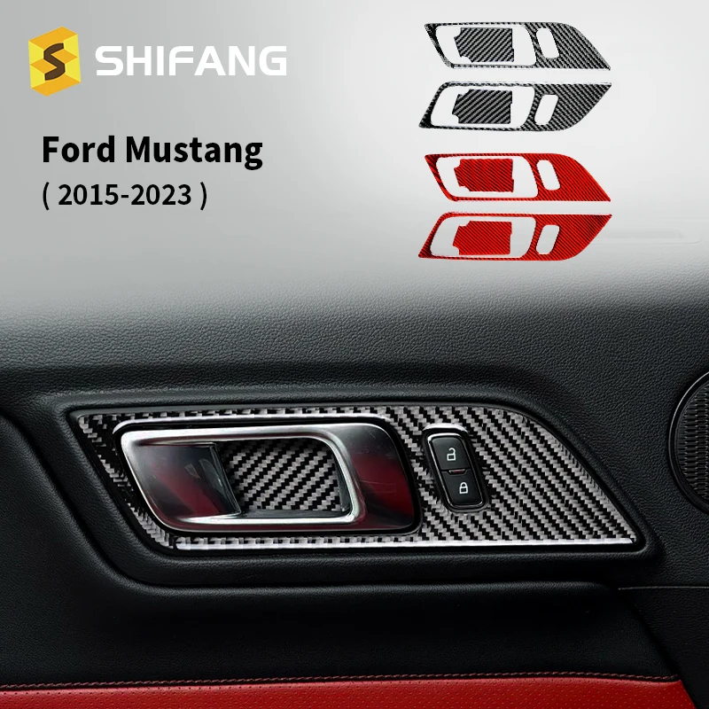 

Real Solft Carbon Fiber Inner Door Handle Frame Sticker Trim For Ford Mustang 2015-2023 2022 2021 2020 2019 2018 2017 Upscale