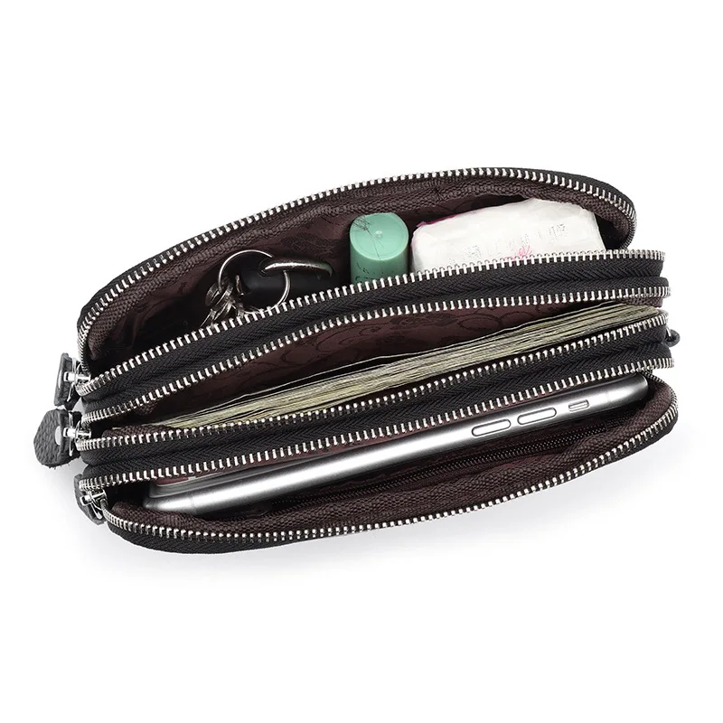 Extra Large Women‘s Clutch Bag Three Layers Zipper Leather Purse for Phone Coins Credit Card Long Wallet  Hand Bags Purse