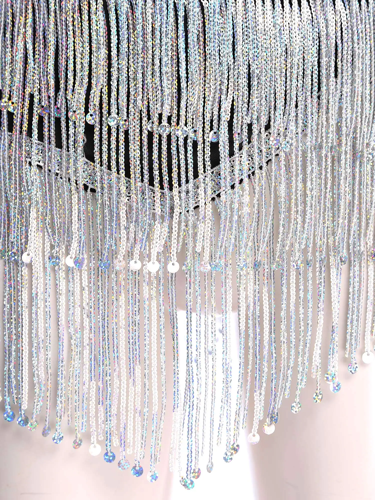 Sciarpa dell'anca di danza del ventre con paillettes scintillanti da donna sexy Sciarpa con nappa lucida con frange Gonna a catena in vita con lacci Danza popolare Costume da ballo latino