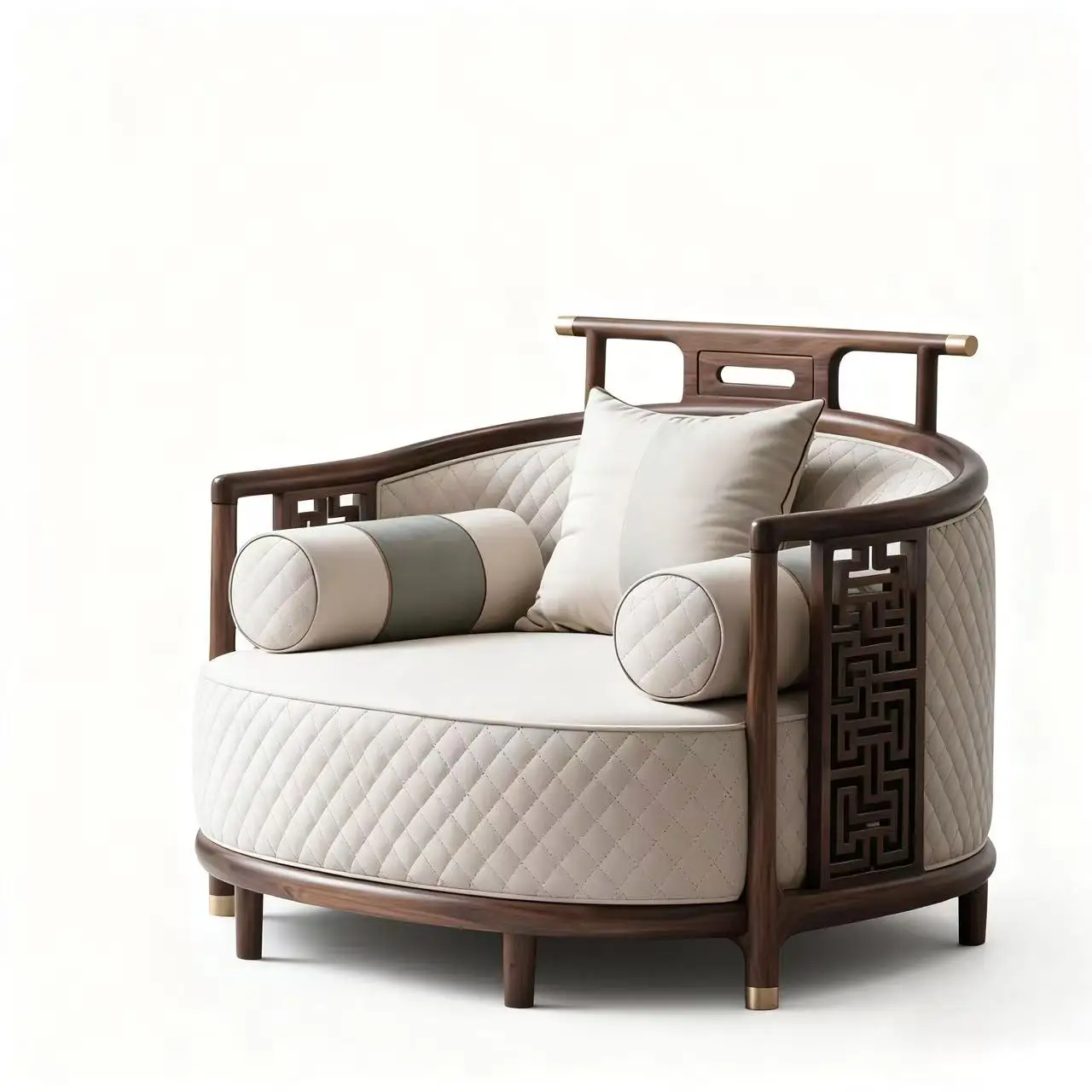 

Black walnut home living room single casual sofa chair, tea room negotiation chair