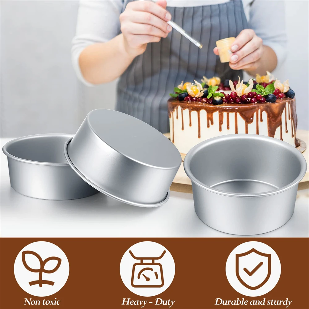 4/6/8/10/12inch Fixed Base Round Cake Pan Aluminum DIY Cakes Pastry Mould Cheesecake Mould Nonstick Cake Tin Kitchen Tools