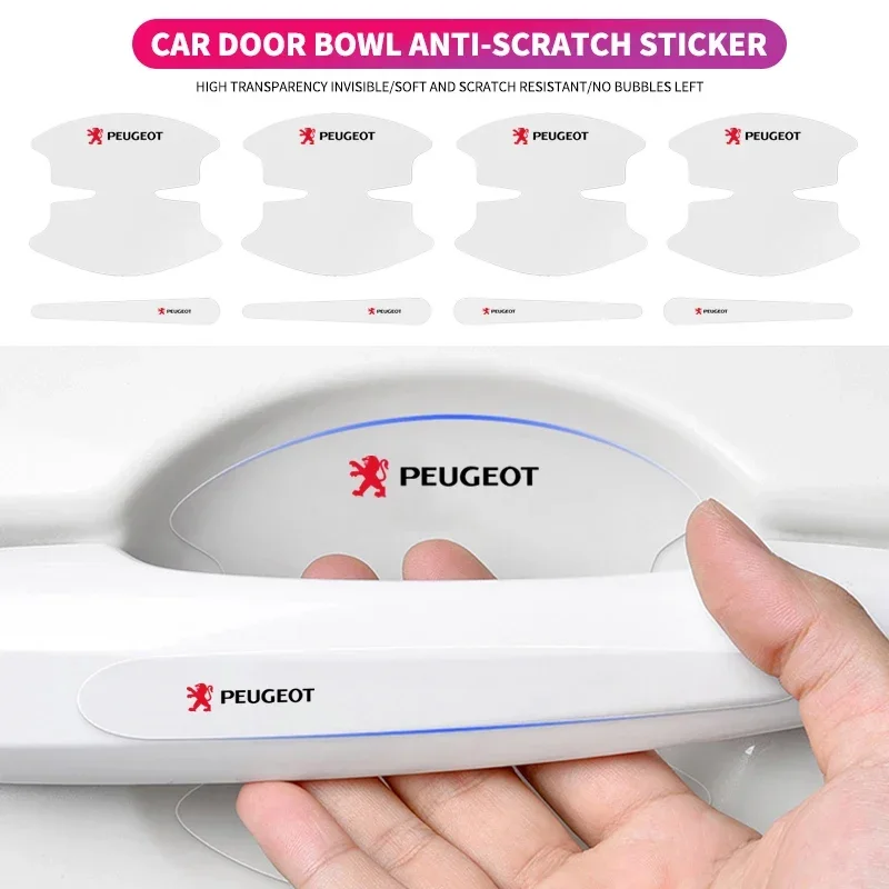 

8 шт. защитные наклейки на дверные ручки для Peugeot 206 307 308 3008 207 208 407 508 2008 5008 автомобильные аксессуары