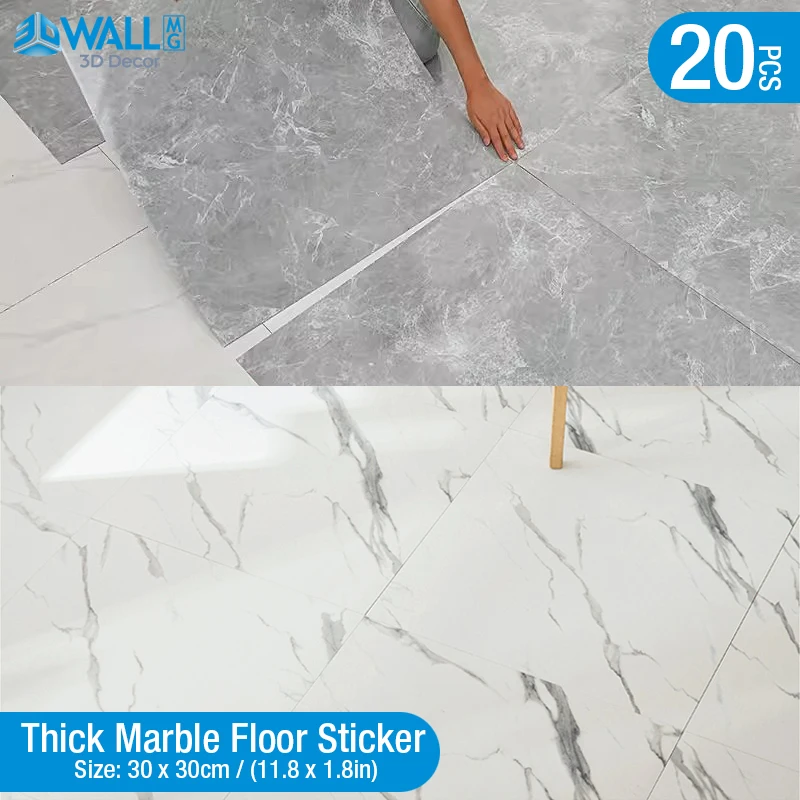 

Simulated Marble Tile Floor Sticker PVC Waterproof Self-adhesive for Living room Toilet Kitchen Home Floor Decor 3d Wall sticker