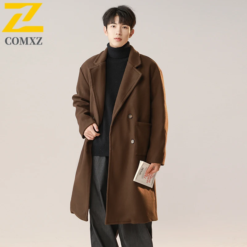 

COMXZ Autumn Winter Wool Overcoat Casual Commute Office Windproof Warm Coat Classic Turndown Collar Hiking Lightweight Garment
